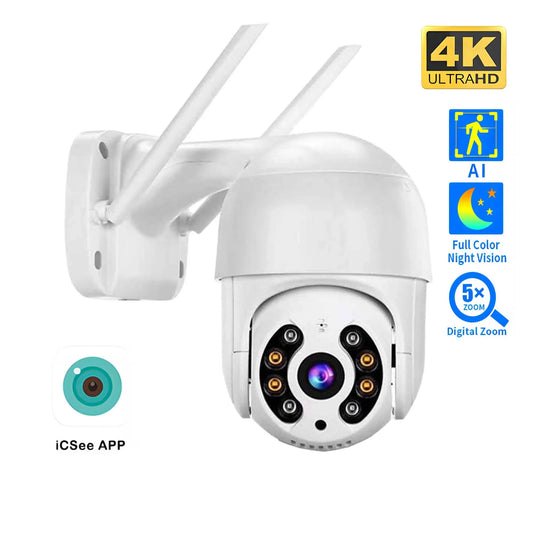 Caméra De Surveillance PTZ WiFi 4K Extérieure Avec Vision Nocturne Couleur