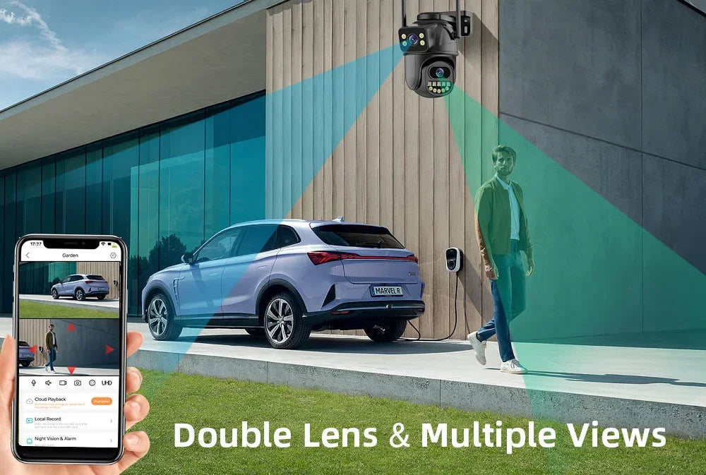 Caméra De Surveillance WiFi 4K À Double Objectif